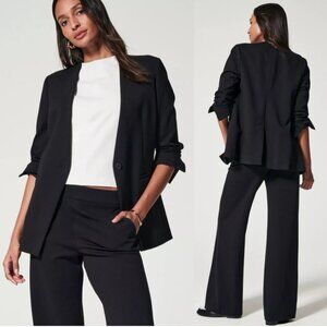 NWT SPANX The Perfect Collarless Oversized Pointe Navy Blue Blazer Size M